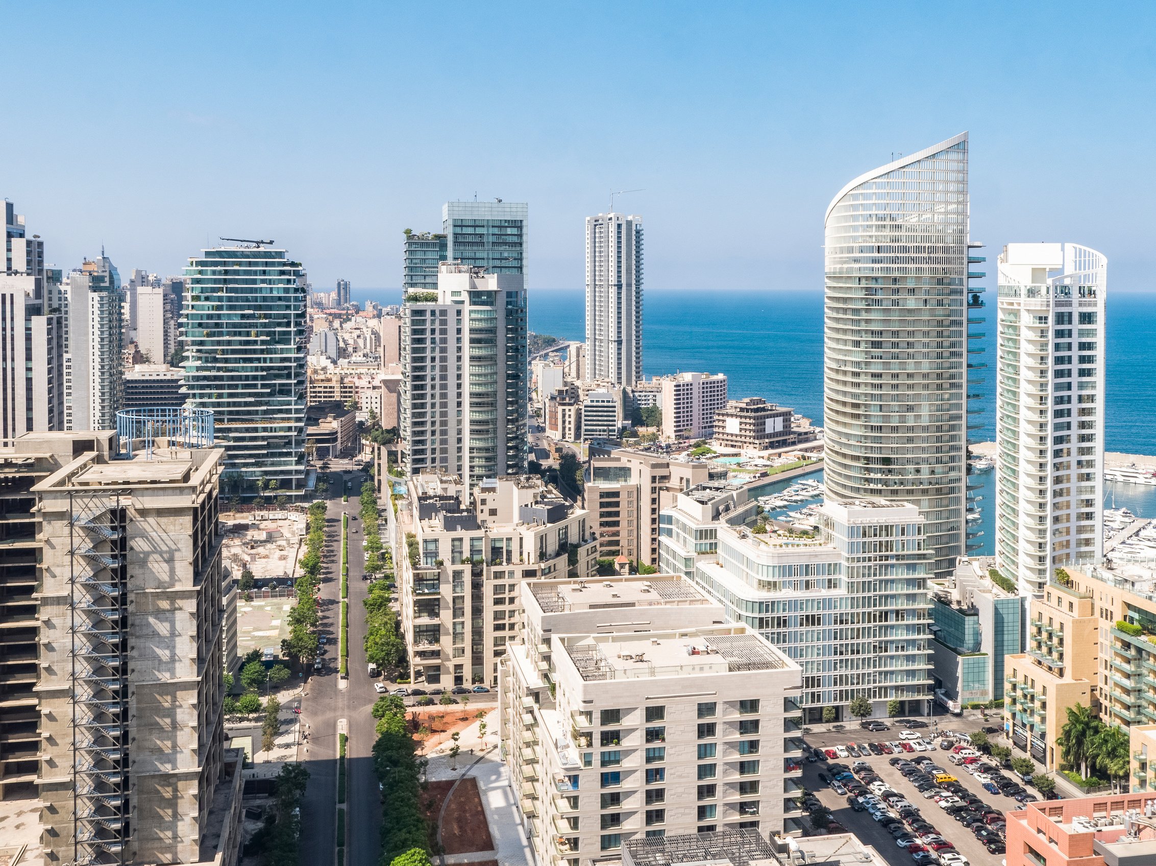 Aerial View of Beirut Lebanon, City of Beirut, Beirut cityscape .